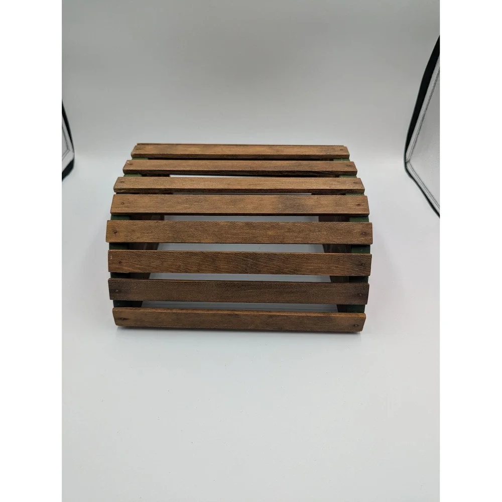 Watermelon Wood Slat Crate Red Green Hand Painted Fruit Basket Cottagecore Fruit